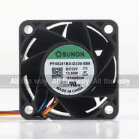 Kipas Pendingin Sunon 5V 24V 48V DC 12V 13.8W AC EC 4028 40X40X28MM 4CM PWM Pengubah Kecepatan Senyap 4-kabel PF40281BX-D330-S99