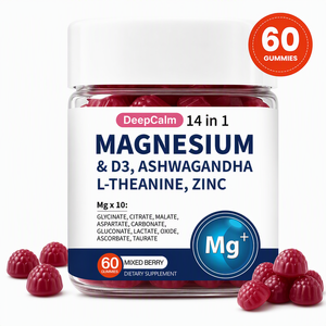 Suplementos Nutricionales de Alta Calidad OEM, Gomitas de <span class=keywords><strong>Magnesio</strong></span> 14 en 1 con Ashwagandha, Vitamina D3, <span class=keywords><strong>Zinc</strong></span>, L-teanina, Sin Azúcar - Product Image 1