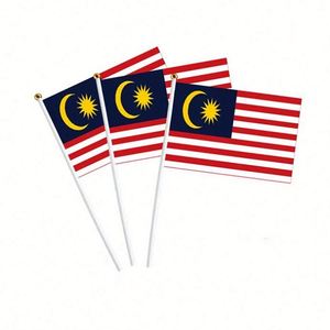 Manufacturer Sublimation Digital Printing Polyester Malaysia Malaysian Custom Hand Held Waving <b>Flag</b> for Decoration - Product Image 3
