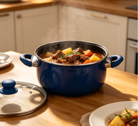 Casserole de cuisine en fonte d'aluminium pour restaurant avec couvercle en verre