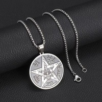 Collier Pentagramme Salomon personnalisé, pendentif amulette sceau, chaîne en acier inoxydable, accessoire hip-hop vintage