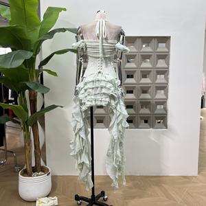 Principios de verano Diseño de nicho Cinta de algas Borla Tubo Top Vestido irregular Falda larga - Product Image 6