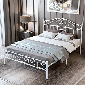 Lit double mobile 2026 au design <span class=keywords><strong>nordique</strong></span> rétro avec cadre en acier courbé et design moderne et épuré pour chambre à coucher - Product Image 3