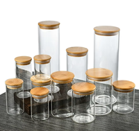 Pot de conservation en verre borosilicate de haute qualité avec couvercle en bambou, hermétique et écologique, pour la conservation des aliments