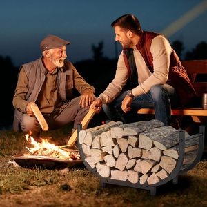 Black Metal Firewood Rack Indoor Outdoor <strong>Log</strong> Holder Waterproof <strong>Stand</strong> with Sturdy Fireplace <strong>Log</strong> Holder - Product Image 4