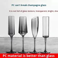 Verres à champagne en forme de diamant de 160 ml en gros, réutilisables, en acrylique transparent PC, matériau incassable pour mariages et fêtes