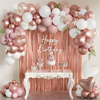 Ensemble de chaînes de ballons en forme de cœur blanc et or rose pour la décoration de fête d'anniversaire