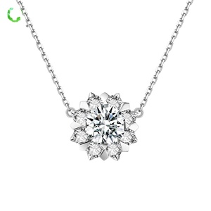 Collar de oro blanco de 18K con diamantes cultivados en laboratorio, cadena de eslabones, regalo de boda clásico a la moda, collares con colgante fino para mujer