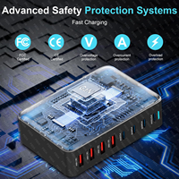 2025 Hot 320W GaN Chargeur rapide 8 ports USB C Type C Station de charge rapide Adaptateurs PD pour iPhone 16 15 Samsung Xiaomi Huawei