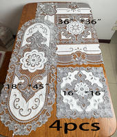 Nappe en dentelle brodée à la machine, style artisanal, avec broderie florale complexe pour la décoration intérieure