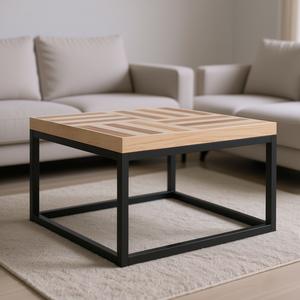 Tavolino da Caffè Moderno in Legno con Struttura in Metallo e Piano Beige, Arredamento per Soggiorno dal Design Durevole - Product Image 2