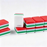 Juego de Mahjong Americano Rojo, Mini, Portátil, de Viaje, con Fichas Acrílicas de 4 Capas, para 4 Jugadores