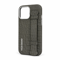 Étui de téléphone en cuir pleine fleur gaufré façon alligator avec dragonne et fermeture magnétique pour iPhone 18 Pro Max