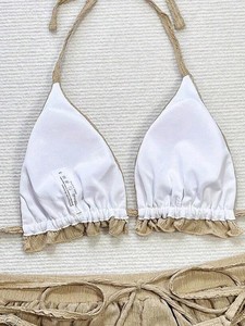 Ensemble bikini 3 pièces pour femme 2026, style brésilien, à licou et à volants, avec short rembourré amovible - Product Image 2