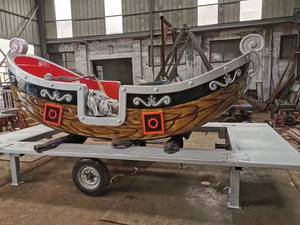 Barco Pirata Miniatura para Interiores/Exteriores, Atracciones de Parque de Diversiones, Remolque Móvil de Metal y Fibra de Vidrio para Niños - Product Image 2