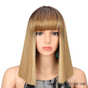 วิกผมสั้นตรงสีบลอนด์บ๊อบ,วิกผมม้าบีธแบบไล่สีวิกผมสังเคราะห์ทำจากไฟเบอร์อุณหภูมิสูง - Product Image 6
