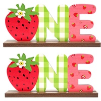 Nuovo creativo in legno di buon compleanno segno di legno fragola un anno di decorazione desktop forniture per feste di compleanno