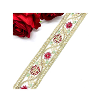 LEIXUSI 3,7 cm Dentelle brodée de paillettes géométriques, Cordon en corde de dentelle pour accessoires de bricolage de vêtements ethniques Dai pour enfants