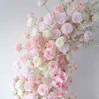 Arche de mariage en fleurs artificielles en soie de haute qualité NINI, fabrication artisanale, couleur personnalisée, livraison rapide, haut de gamme, rose et blanc