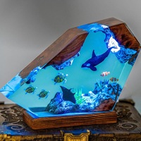 Lampe de nuit en bois et résine faite à la main, design moderne, lampes LED à dégradé de couleurs, batterie, décoration de table à domicile, artisanat, cadeau, nouveauté