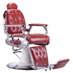 Chaise de barbier vintage Fauteuil de coiffure inclinable hydraulique Mobilier de salon de beauté en cuir synthétique - Product Image 2
