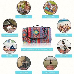 Alfombra de Picnic Plegable Impermeable de Poliéster y Algodón de Estilo Bohemio, Diseño Personalizado, para Acampar al Aire Libre, Playa o Jardín - Product Image 6