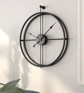 Modern Black Metal Wall <b>Clock</b> Minimalist Round Skeleton Wall <b>Clock</b> for Living Room Bedroom <b>Office</b> Entryway and Contemporary Home - Product Image 3