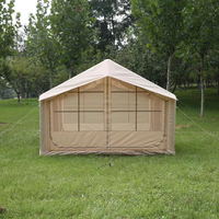 Tente Gonflable Double Couche Quatre Saisons Imperméable avec Pompe, pour 2-4 Personnes, Montage Automatique, Emplacement pour Poêle, Une Chambre, Salon, en Tissu Oxford