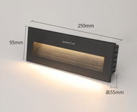 Lumière LED encastrée pour escalier mural, forme carrée, finition aluminium blanc, 24V 110V 220V, blanc chaud, 3W