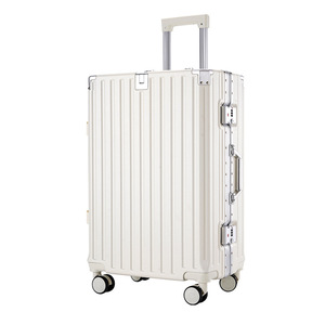 Valise trolley grande capacité en PC, roulettes universelles, bagage cabine, couleur unie, design rivets, pour voyage, printemps 2024 - Product Image 5