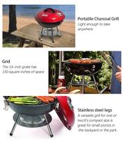 Barbecue au charbon de bois portable de 14 pouces pour le camping en plein air, barbecue de table