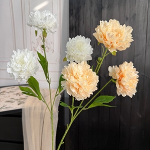 Fleur de pivoine artificielle Mu Jinxi, branche unique, fleur en soie, décoration de mariage, ornement pour la maison, décoration de salon - Product Image 3
