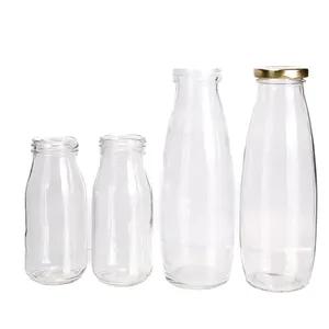 Precio de fábrica al por mayor embalaje vacío botella de leche de vidrio