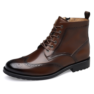 Bottes <span class=keywords><strong>Martin</strong></span> habillées à lacets en cuir pleine fleur pour hommes, à talon bas, style brogue, idéales pour le bureau, les rendez-vous et la mode urbaine – Grande Vente - Product Image 1