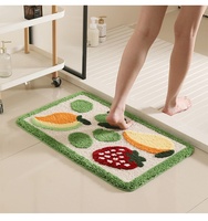 Keset Kamar Mandi Persegi Panjang Modern dari Microfiber TPR dengan Alas Anti-Selip, Daya Serap Tinggi, Pola Bunga, Ketebalan Sedang, Dapat Dicuci dengan Mesin.