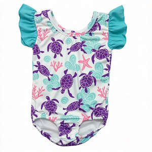 Combinaison pour bébé en soie de lait imprimée, manches à volants, body pour nourrisson, OEM ODM, combinaison personnalisée pour nouveau-nés filles - Product Image 5