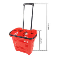 Panier de courses extra large de 40 L avec double poignée télescopique, chariot à roulettes pour les courses en magasin et en famille