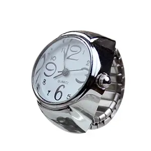 Reloj de Dedo Punk Vintage, Mini Reloj de Aleación con Correa Elástica, Anillos de Pareja, Joyería, Reloj de Cuarzo Retro Romano para Mujer y Hombre - Product Image 4