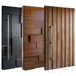 Personalizado moderno madeira maciça entrada e exterior dupla porta de madeira energia eficiente para casa Villa e Hotel - Product Image 4