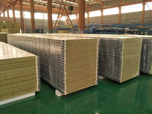 近代的な耐火性環境に優しい防水壁パネルポリウレタンサンドイッチロックウール断熱板5年間保証 - Product Image 3