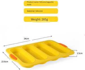빵 곰팡이 프랑스 바게트 핫도그 빵을 굽기위한 4 홀 실리콘 로프 팬 내열 식품 등급 실리콘 - Product Image 4
