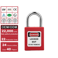 Cadenas de sécurité rouges en acier de 25 mm à anse courte avec clé pour équipement industriel - Vente en gros