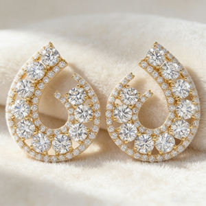 Boucles d'oreilles créoles plaquées or 14 carats avec diamants de laboratoire certifiés IGI, taille brillant rond, pour hommes et femmes, cadeau de mariage ou de fête, qualité VS - Product Image 2