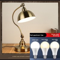 Lampe de bureau vintage en métal, CRI élevé Ra95, pliable, lumière de table 6000K, lumière du jour, interrupteur à bouton-poussoir, décoration pour bureau et étude