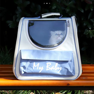 Cat Carrier <b>Backpack</b> <b>Large</b> Capacity Breathable Portable Lightweight Pet Bag For Outdoor Use Blue - Product Image 3