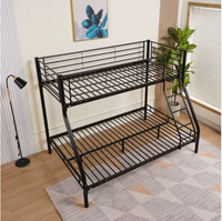 Lit superposé double sur grand lit de qualité commerciale, structure métallique argentée, sommier en fer robuste pour chambre d'enfant, dortoir scolaire, appartement