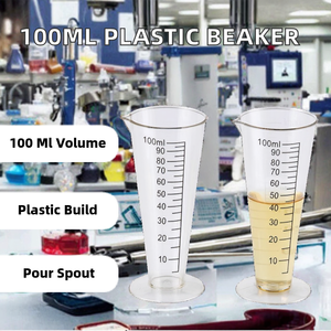 บีกเกอร์พลาสติกขนาด 100 มล. พร้อมพวยกาสำหรับใช้ในห้องปฏิบัติการ - Product Image 2