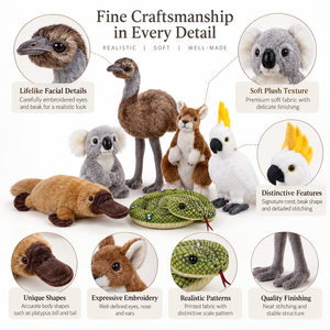 Juguetes de Peluche Personalizados de Animales Australianos: Canguro, Koala, Emú, Cacatúa, Ornitorrinco, Pitón, Rellenos de Algodón PP, 11-30cm, OEM, ODM, Venta al por Mayor para Zoológicos - Product Image 3
