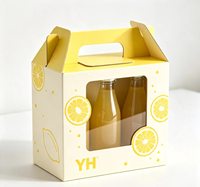 Maßgefertigte Umweltfreundliche Recycelbare Schwammgefütterte Papierflaschenträger-Box mit Fenster und Griff für Glasflaschen Geschenkverpackung Tragbare Lebensmittelverpackung