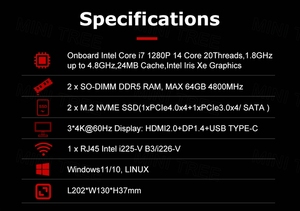 Nuevo Mini PC 11th Intel Core I9 11900H AMD Ry Zen 9 5900HX Nuc Dual DDR4 NVMe SSD WiFi6 3x4K Pantalla Gaming Computadora de escritorio HTPC - Product Image 3